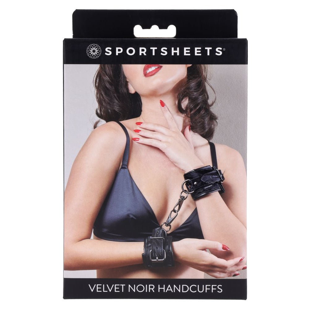 SPORTSHEETS Velvet Noir Handcuffs - Black - BONDAGE - TOYS