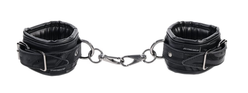 SPORTSHEETS Velvet Noir Handcuffs - Black - BONDAGE - TOYS