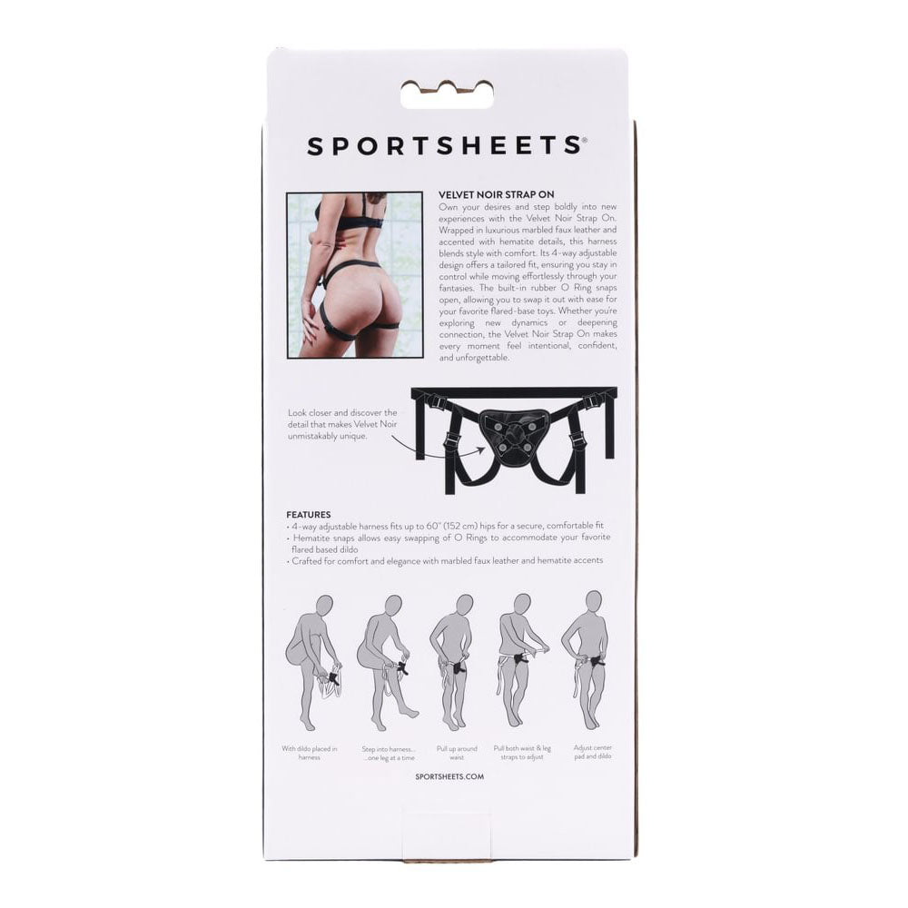 SPORTSHEETS Velvet Noir Strap On - Adjustable Harness - STRAP - ONS