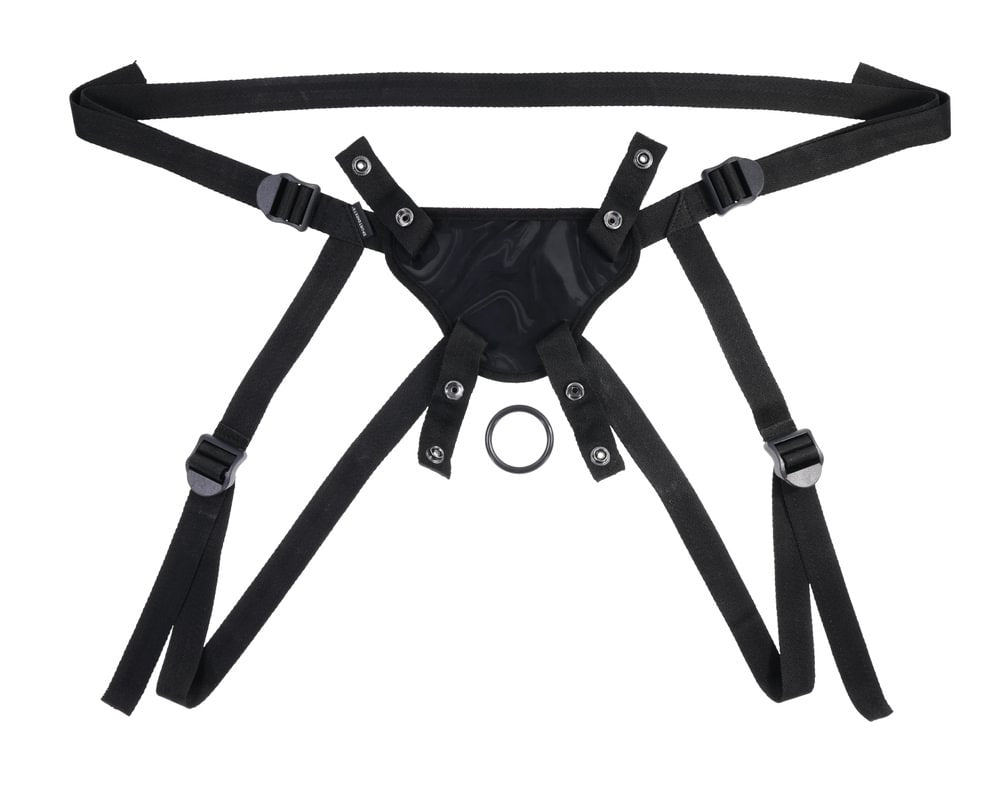 SPORTSHEETS Velvet Noir Strap On - Adjustable Harness - STRAP - ONS