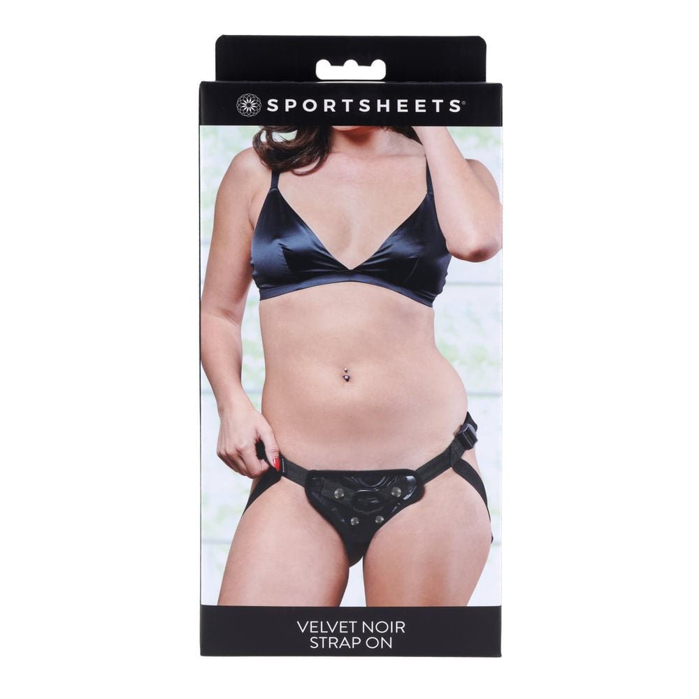 SPORTSHEETS Velvet Noir Strap On - Adjustable Harness - STRAP - ONS