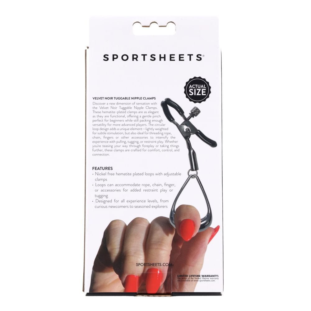 SPORTSHEETS Velvet Noir Tuggable Nipple Clamps - BONDAGE - TOYS