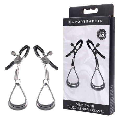 SPORTSHEETS Velvet Noir Tuggable Nipple Clamps - BONDAGE - TOYS