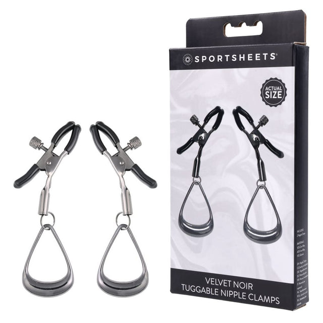 SPORTSHEETS Velvet Noir Tuggable Nipple Clamps - BONDAGE - TOYS