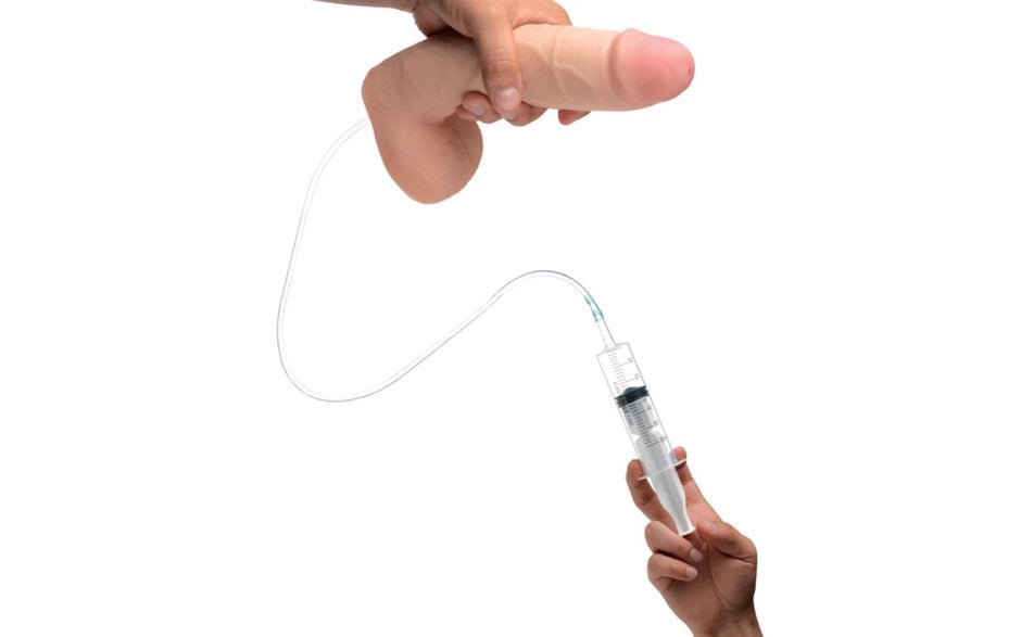 Squirting Dildo 9in with Syringe - Adult Toys