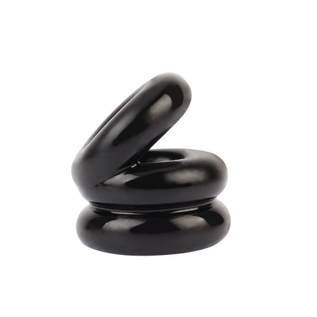 Stacked Dual Pleasure Ring Black - Cock Rings