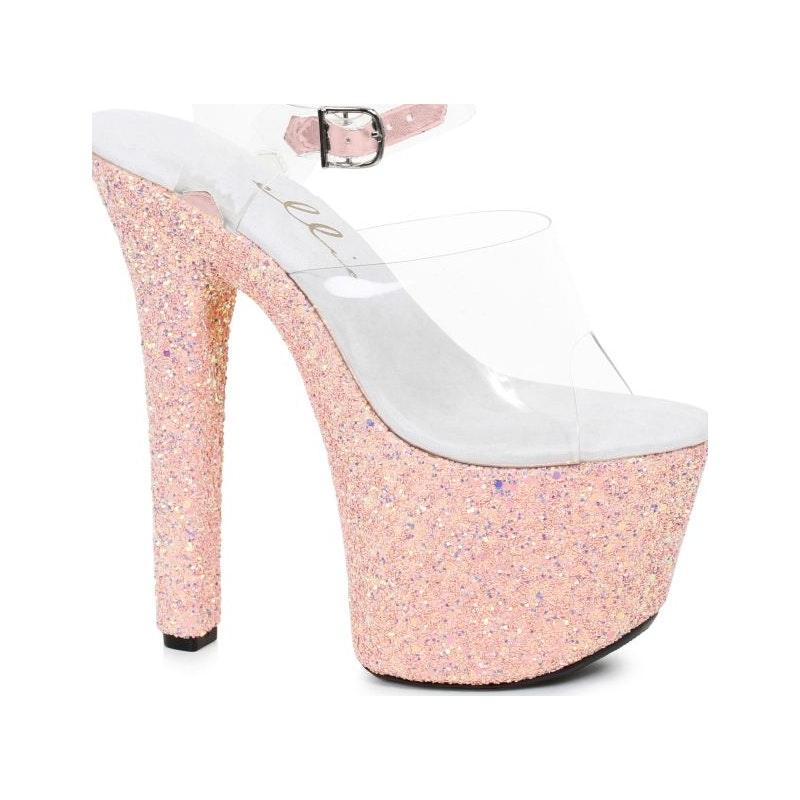 Stiletto Platform Sandal With Peach Glitter 7in - Lingerie