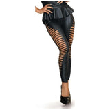 Stretch Wetlook Cut Out Leggings Black - Naughty by Nature Adult Store