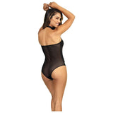 Stretch Wetlook Mesh Panel Bodysuit Black - Naughty by Nature Adult Store