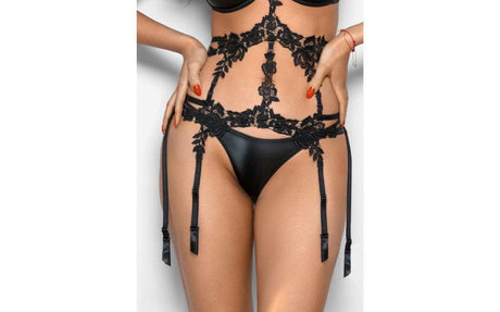 Stretch Wetlook Strappy G-String Black - Naughty by Nature Adult Store