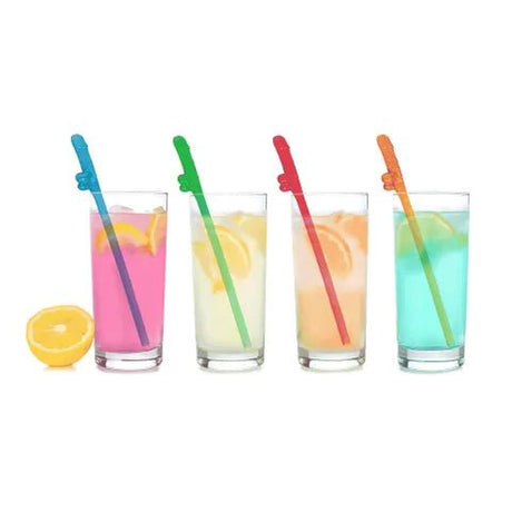 Super Fun Penis Party Straws - Multi Coloured Dicky Straws - 8 Pack - NOVELTIES