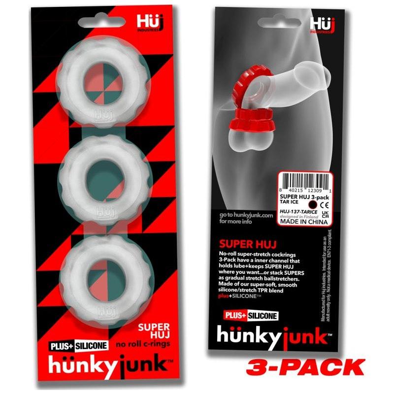 Super Hunkyjunk 3 Pc Cockrings Clear Ice - Naughty by Nature Adult Store