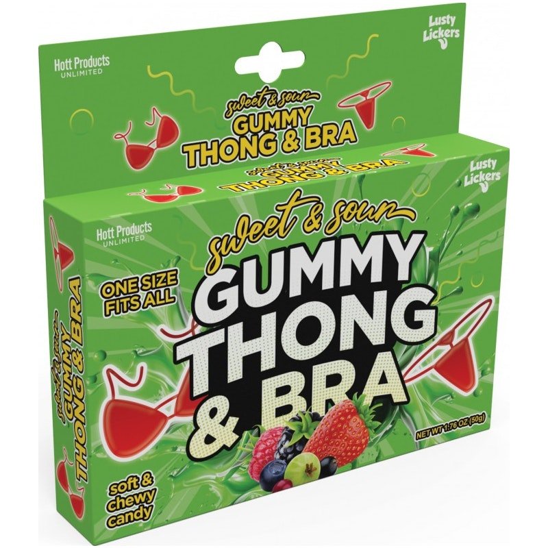 Sweet and Sour Gummy Thong and Bra - Adult Toys