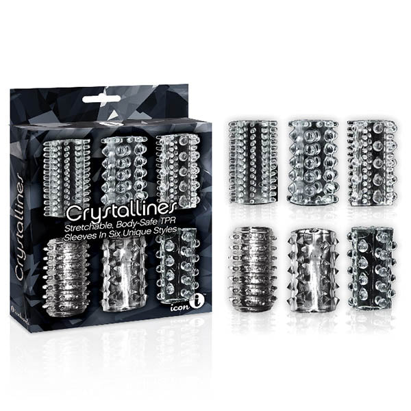The 9's Crystalline TPR Cock Sleeves - Clear Penis Sleeves - Set of 6 - SLEEVES