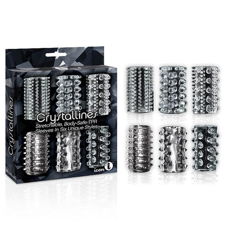 The 9's Crystalline TPR Cock Sleeves - Clear Penis Sleeves - Set of 6 - SLEEVES