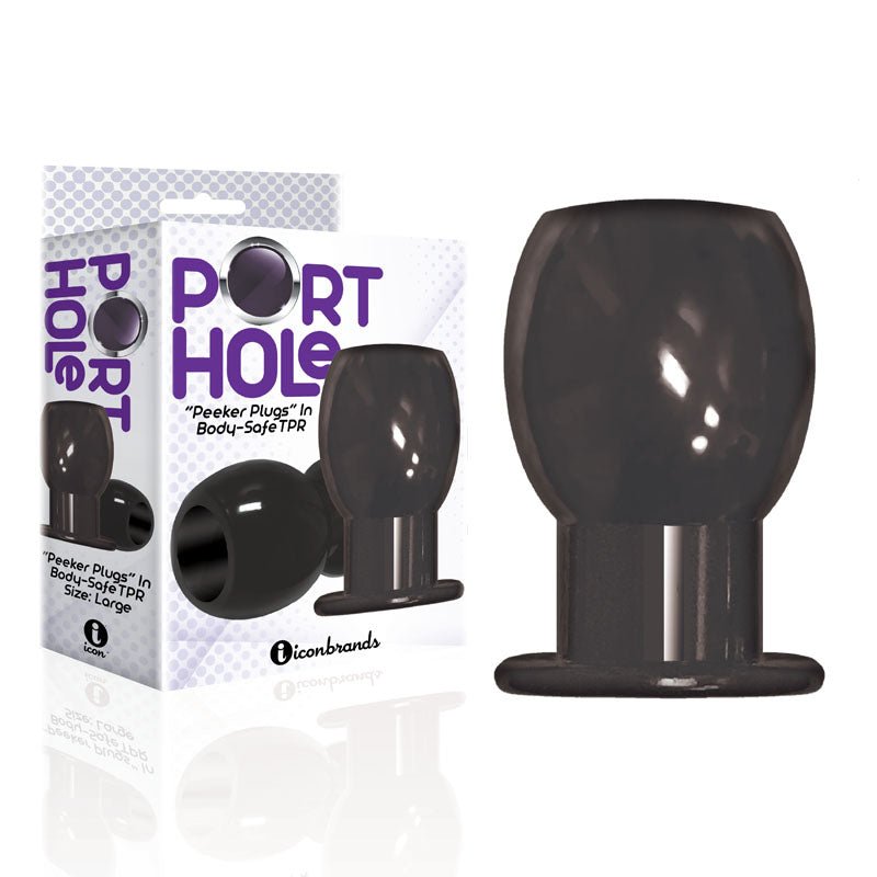 The 9's Port Hole, Hollow Butt Plug - Black Hollow Butt Plug - Anal Toys