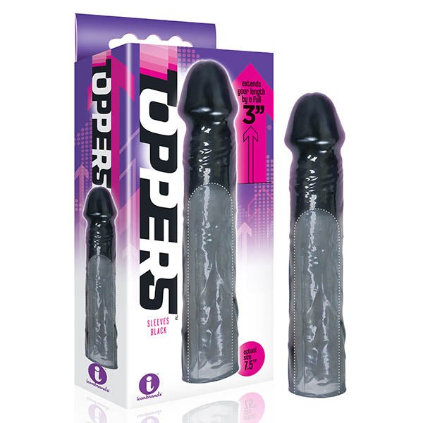 The 9's Toppers - Black 7.6 cm (3'') Penis Extension Sleeve - SLEEVES