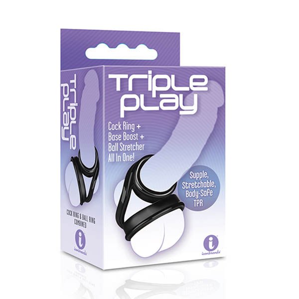 The 9's Triple Ring - Black Cock & Balls Ring - COCK RINGS
