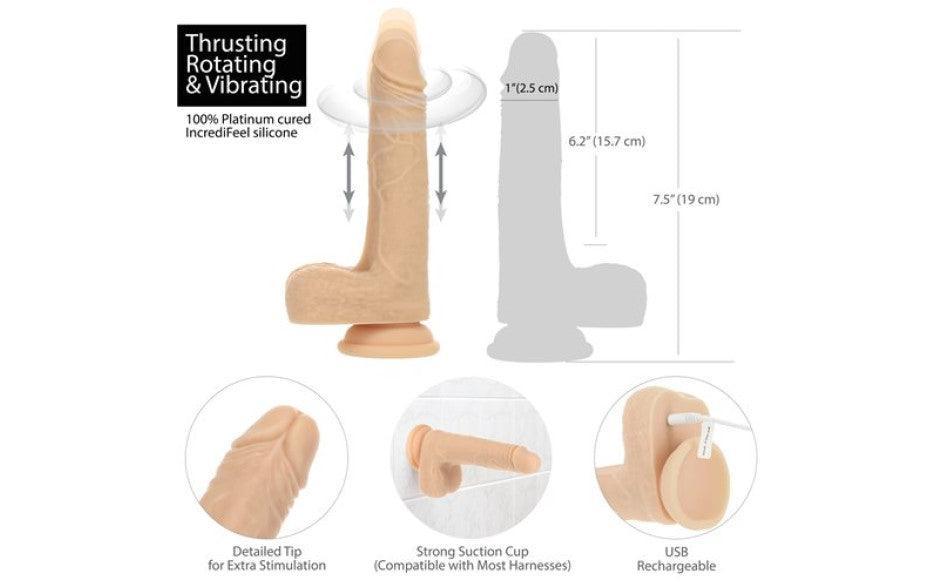 The Freak Vibrating Rotating Dong w Remote - Adult Toys