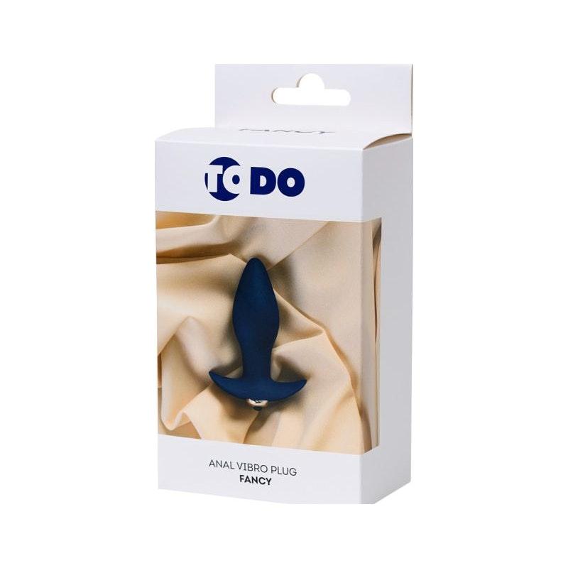 ToDo Fancy Vibrating Anal Plug – Blue Silicone Cone with Vibro Bullet - Adult Toys