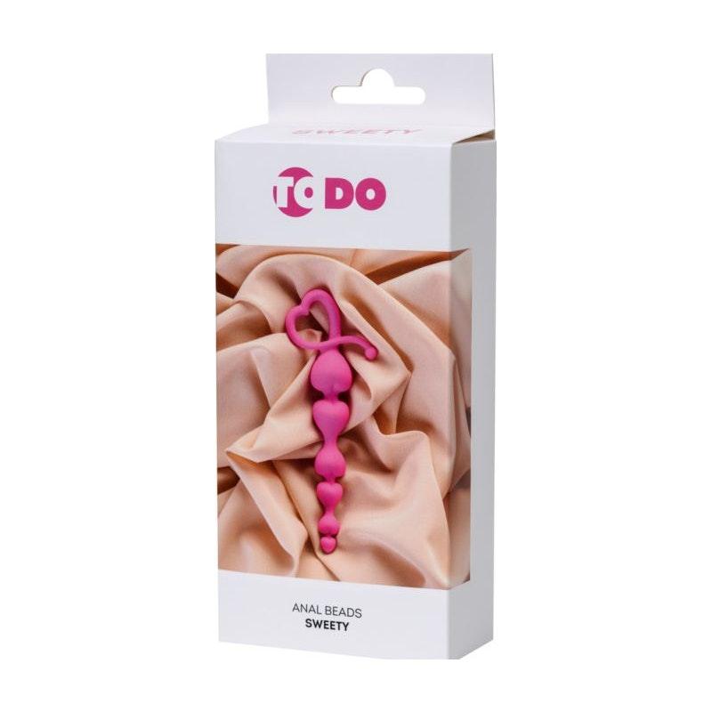 ToDo Sweety Pink Silicone Anal Chain - Graduated Heart Beads 18.5cm - Adult Toys