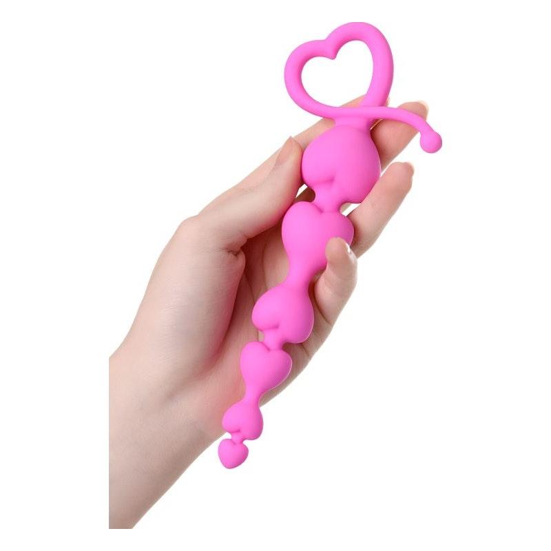 ToDo Sweety Pink Silicone Anal Chain - Graduated Heart Beads 18.5cm - Adult Toys