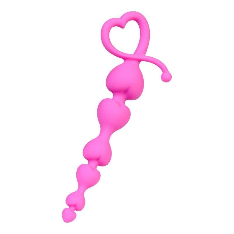 ToDo Sweety Pink Silicone Anal Chain - Graduated Heart Beads 18.5cm - Adult Toys