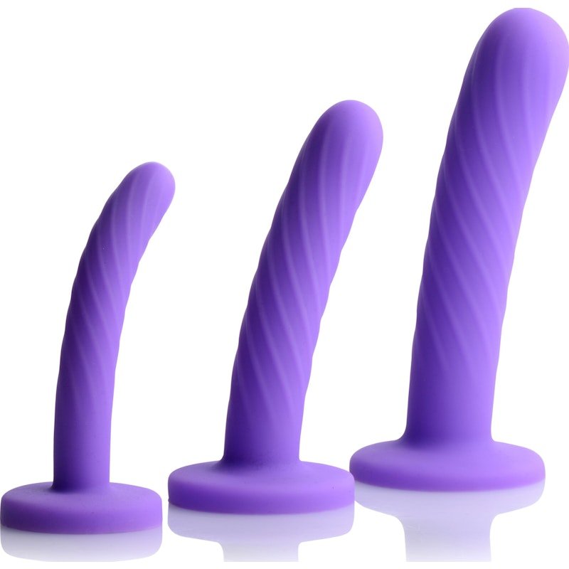 Tri - Play 3 Pc Purple Silicone Dildo Set - Adult Toys