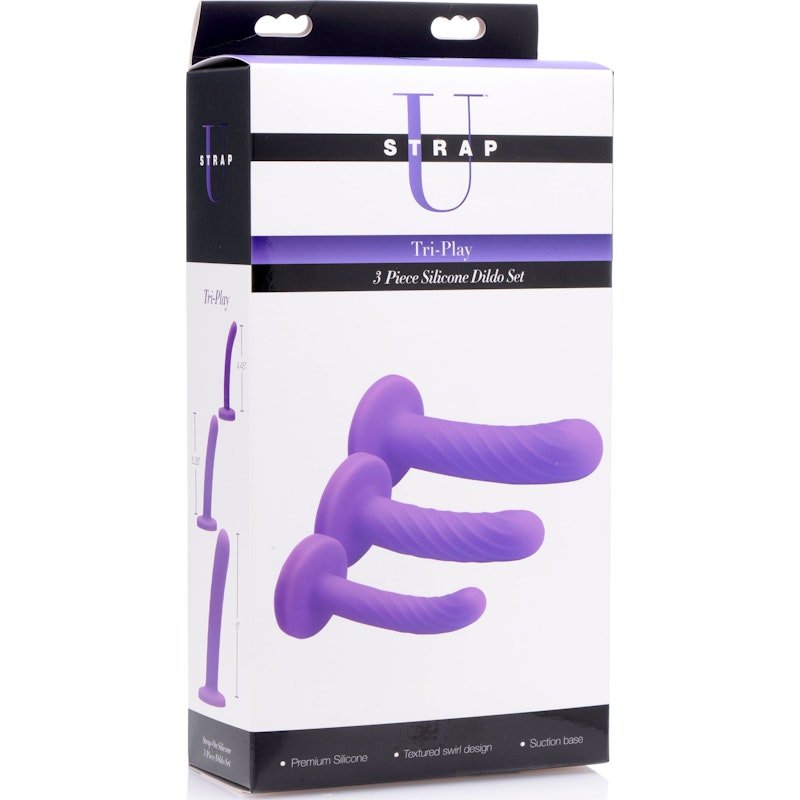 Tri - Play 3 Pc Purple Silicone Dildo Set - Adult Toys
