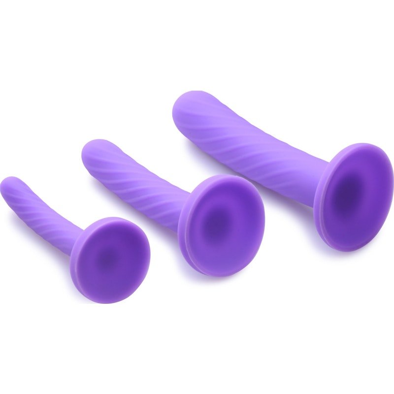 Tri - Play 3 Pc Purple Silicone Dildo Set - Adult Toys