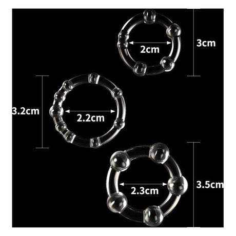 Triple Beaded Donut Ring Set - Adult Toys