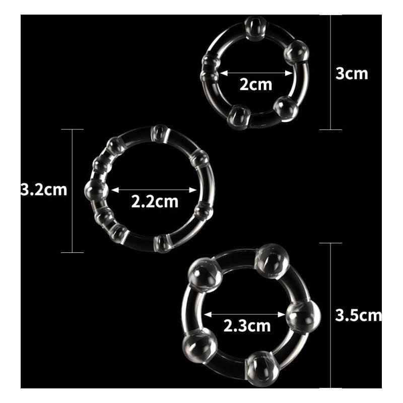 Triple Beaded Donut Ring Set - Adult Toys