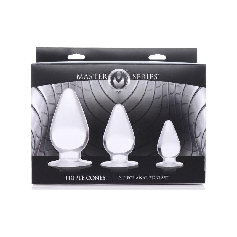 Triple Cones 3 Pc Anal Plug Set Clear - Adult Toys