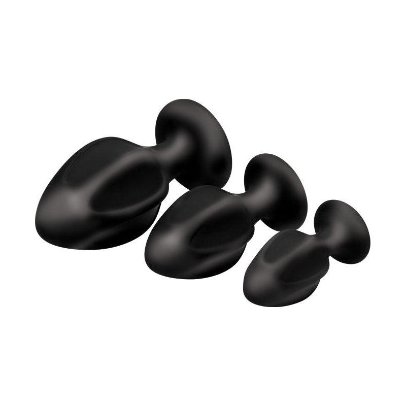 Triple Juicers Silicone Anal Plug Set Black - Adult Toys
