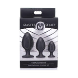 Triple Juicers Silicone Anal Plug Set Black - Adult Toys