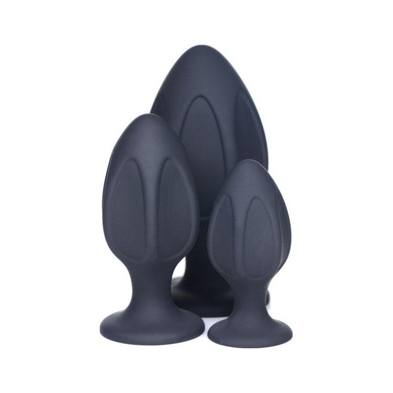 Triple Juicers Silicone Anal Plug Set Black - Adult Toys
