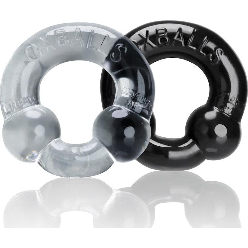 Ultraballs 2 Pk Cockring Black And Clear - Naughty by Nature Adult Store