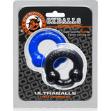 Ultraballs 2 Pk Cockring Black And Pool Blue - Adult Toys