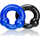 Ultraballs 2 Pk Cockring Black And Pool Blue - Adult Toys
