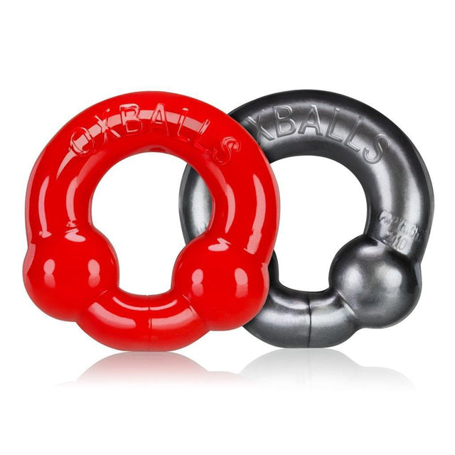 Ultraballs 2 Pk Cockring Steel And Red - Naughty by Nature Adult Store