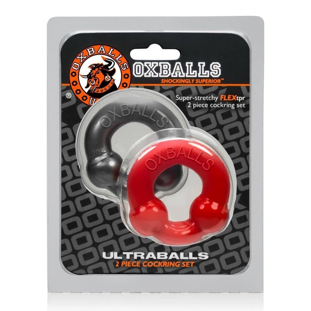 Ultraballs 2 Pk Cockring Steel And Red - Naughty by Nature Adult Store