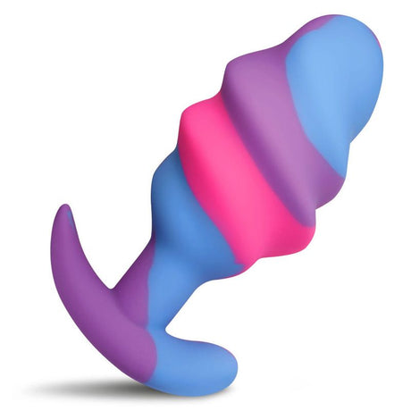 Unicorn Swirl Silicone Butt Plug Large - Adult Toys