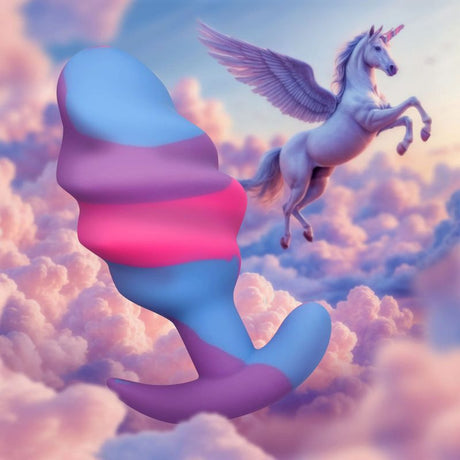 Unicorn Swirl Silicone Butt Plug Large - Adult Toys