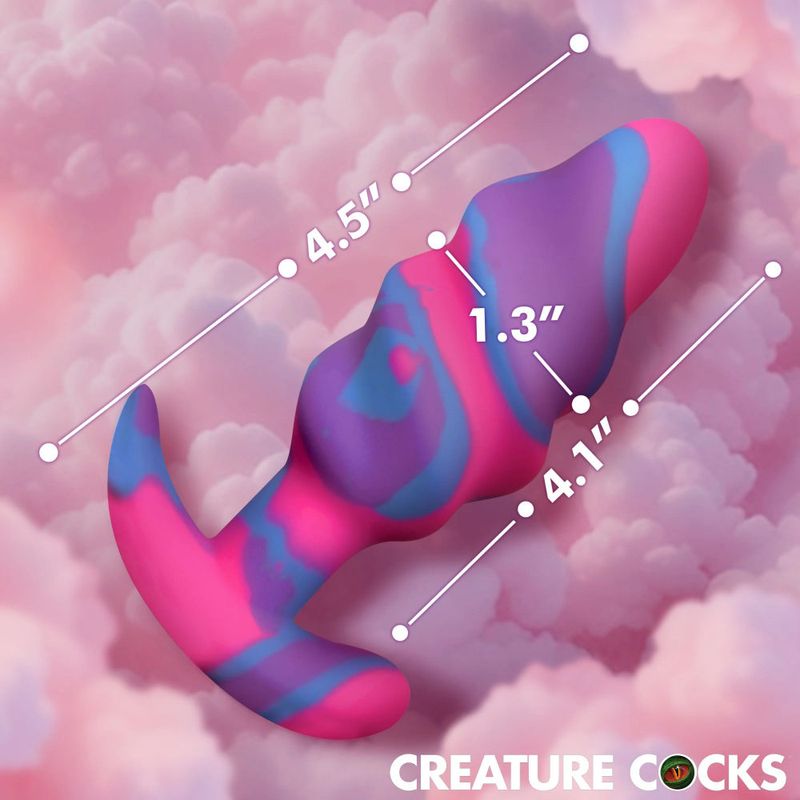 Unicorn Swirl Silicone Butt Plug Medium - Adult Toys