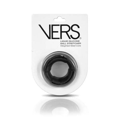 VERS Liquid Silicone Black Ball Stretcher Ring with Steel Core - COCK RINGS