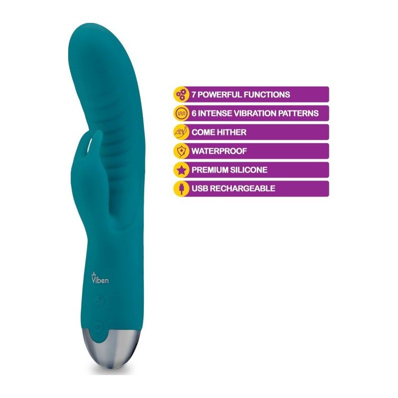 Viben Alluring Come Hither Rabbit Vibe Ocean - Adult Toys