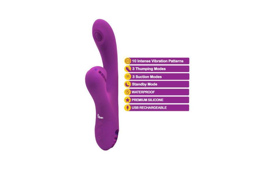 Viben Dazzle Rechargeable Thumping Rabbit Berry - Naughty by Nature Adult Store