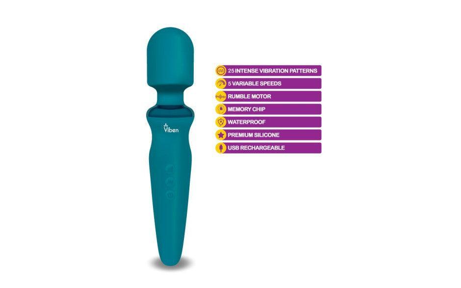 Viben Fierce Rechargeable Wand Massager Ocean - Naughty by Nature Adult Store