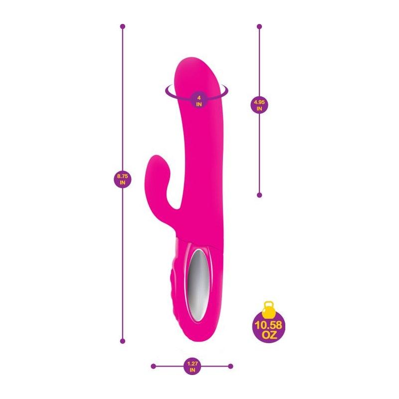 Viben Hypnotic Thrusting Rabbit Vibe w Swinging Clit Stim Hot Pink - Adult Toys