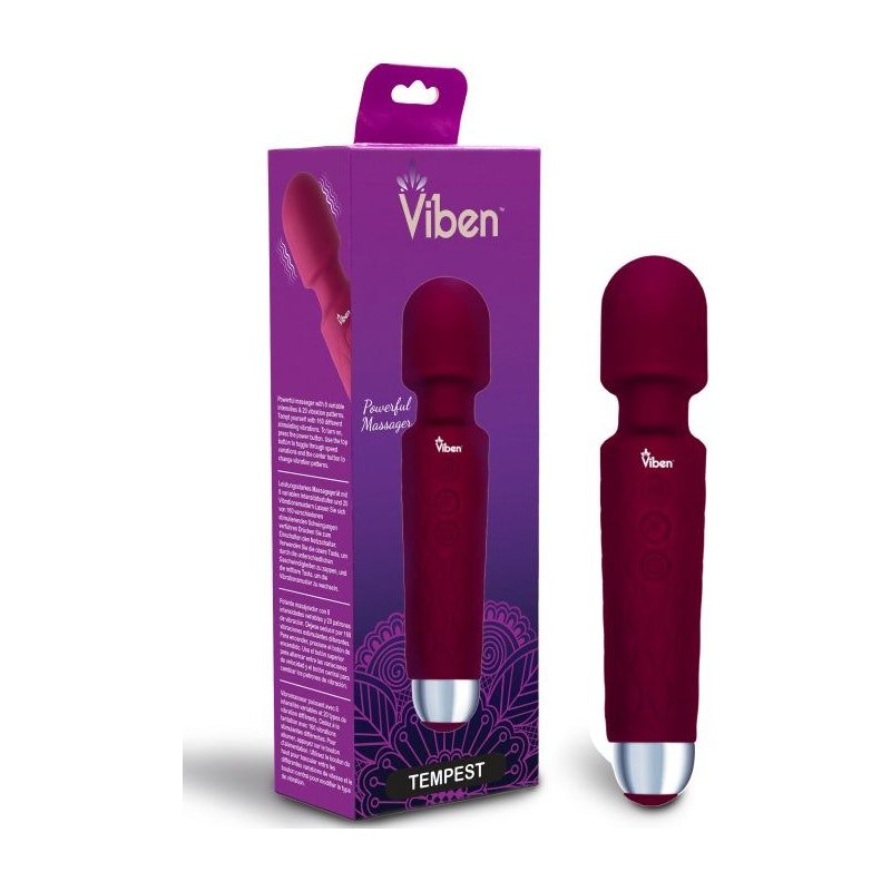 Viben Tempest Rechargeable Wand Massager Ruby - Adult Toys